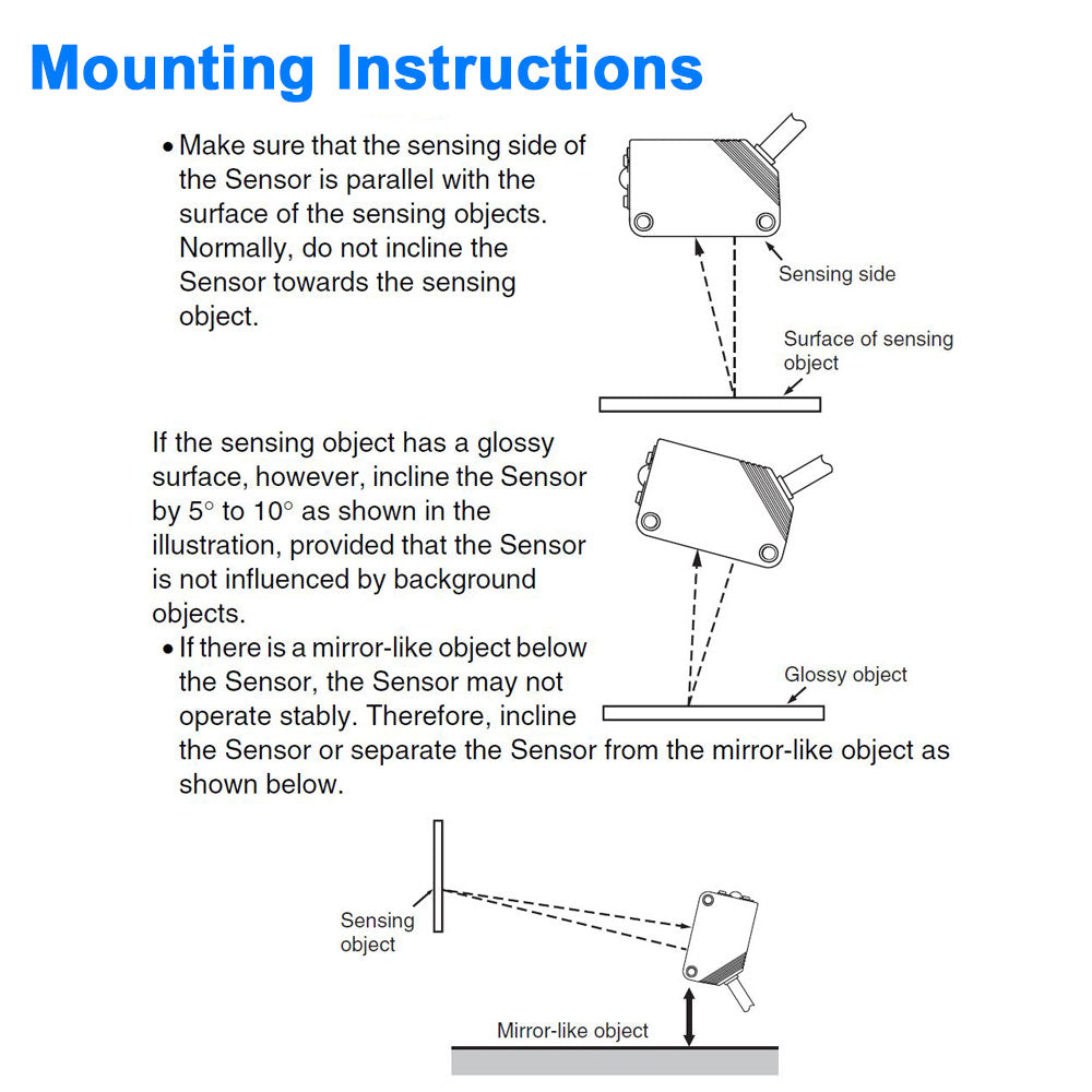 Distance-Settable Reflective Sensor - Visible Light, 20 to 80 mm Sensing Distance - For detecting parts near a background