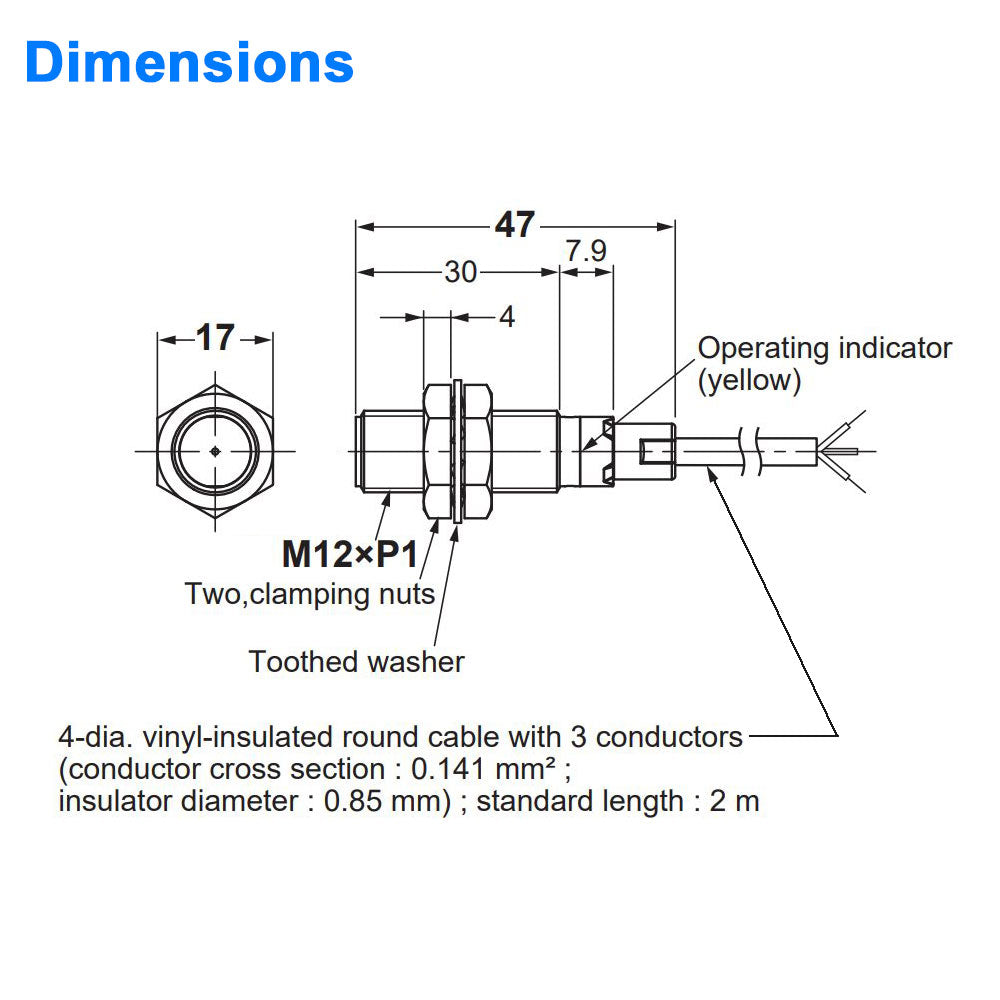 Proximity Switch Thread Inductive Proximity Sensor | 12 mm Diameter, Shielded, Normally Closed ...