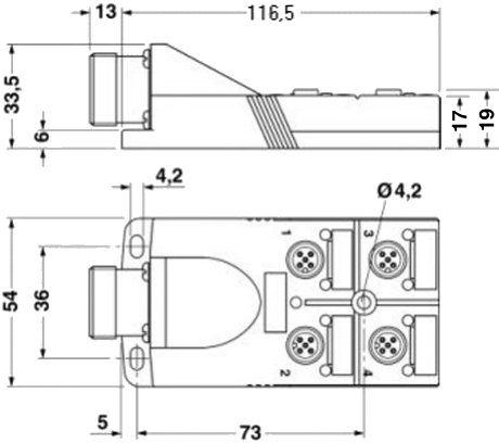 Heavy Duty Plug (HDP) 4-port for HD19 system