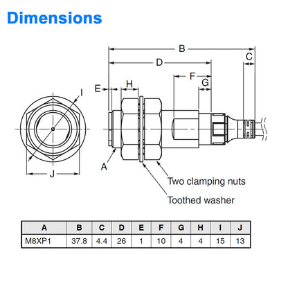 Long Range Proximity Sensor - 8 mm Diameter, Shielded, Normally Open - NPN