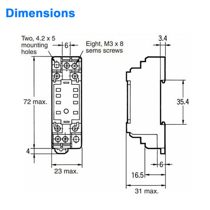 DIN Rail-Mount Socket for General Purpose Relays